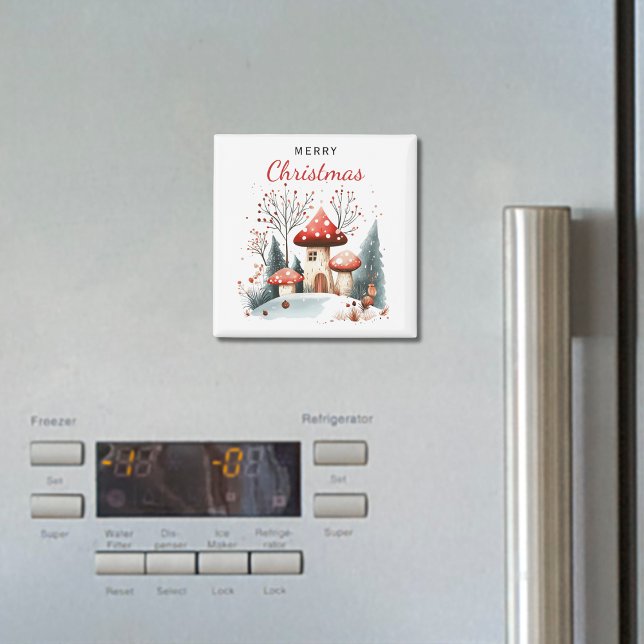 Imã Merry Christmas Watercolor Winter Woodland (Criador carregado)
