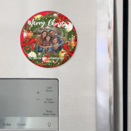 Imã Merry Christmas Wreath Photo Personalized Family N