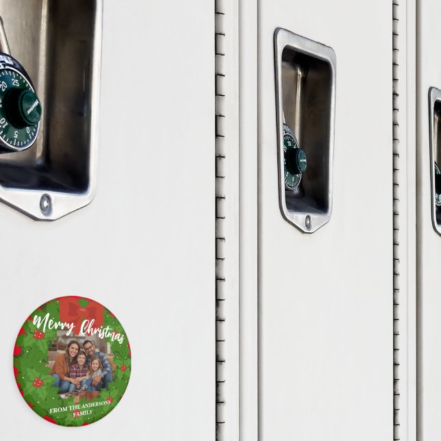 Imã Merry Christmas Wreath Photo Personalized Family N (In Situ (Locker))