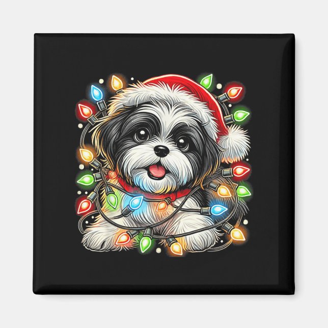 Imã Merry Christmas Xmas Shih Tzu Santa Dog Men Women  (Frente)