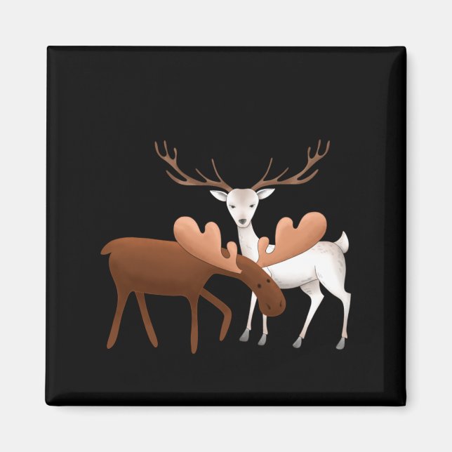 Imã Merry Christmoose Happy New Deer T Shirt  (Frente)