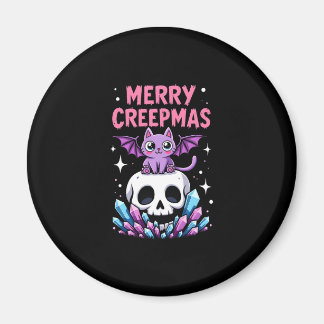 Imã Merry Creepmas Cat Pastel Goth Christmas Skull T-S