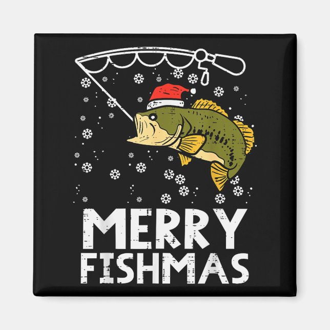 Imã Merry Fishmas Fish Fishing Xmas Christmas Dad Men  (Frente)