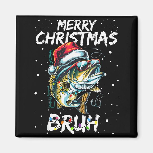 Imã Merry Fishmas Santa Fishing Lovers Funny Fisherman (Frente)