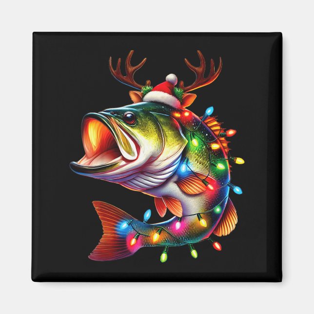 Imã Merry Fishmas Santa Fishing Lovers Funny Fisherman (Frente)