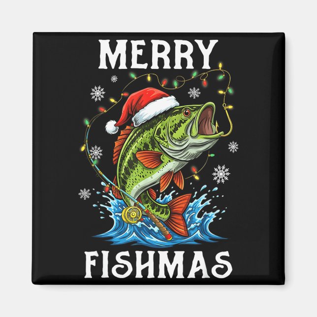 Imã Merry Fishmas Santa Fishing Lovers Funny Fisherman (Frente)