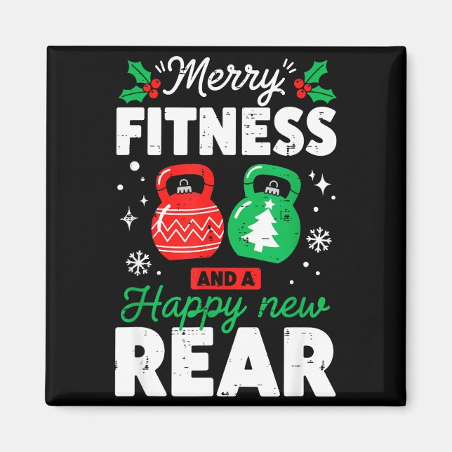 Imã Merry Fitmas And A Happy New Rear Christmas Fitnes (Frente)