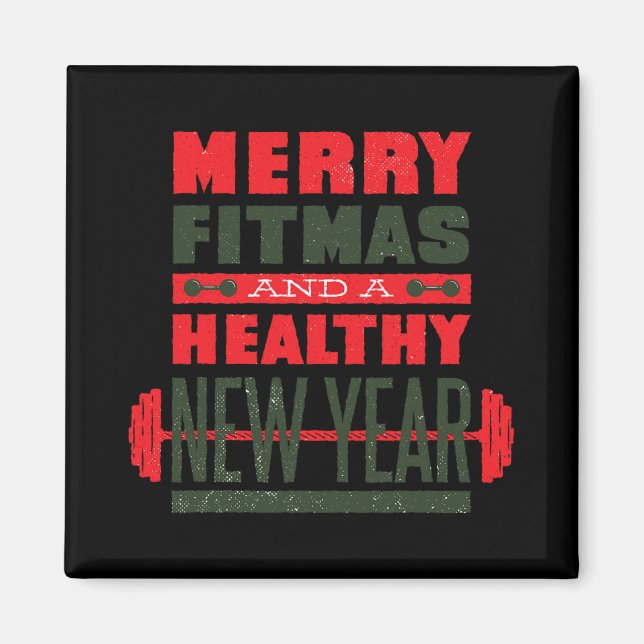 Imã Merry Fitmas And Happy New Rear Fitness Funny Xmas (Frente)