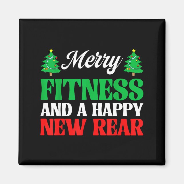 Imã Merry Fitness Happy New Rear Workout Christmas  (Frente)