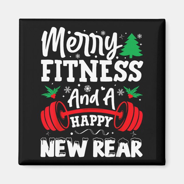 Imã Merry Fitness Happy New Rear Workout Christmas  (Frente)