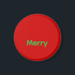 Imã Merry Green Name on Red<br><div class="desc">Merry Green Name on Red Christmas</div>