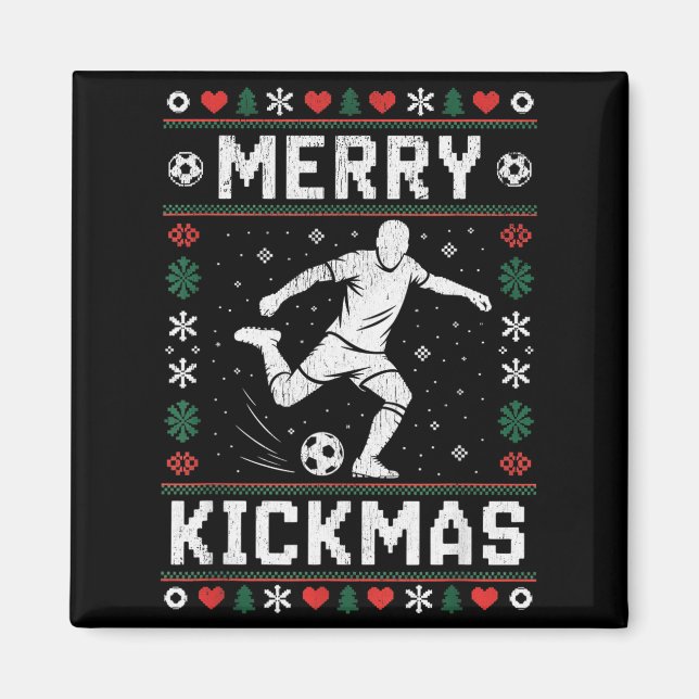 Imã Merry Kickmas Funny Christmas Soccer Xmas  (Frente)