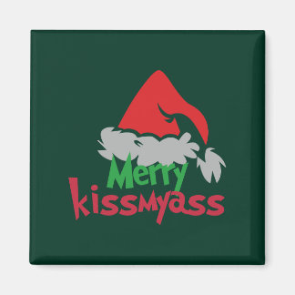 Imã Merry Kissmyass Funny Christmas Magnet