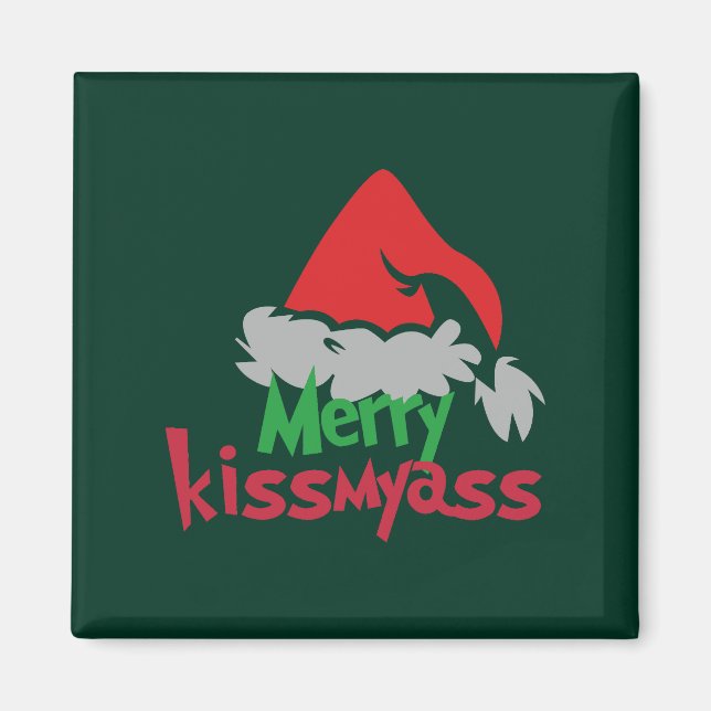 Imã Merry Kissmyass Funny Christmas Magnet (Frente)
