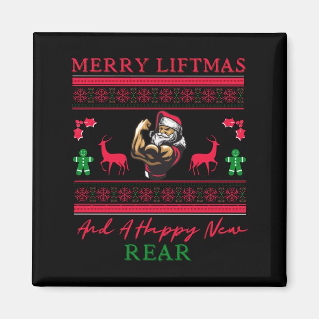 Imã Merry Liftmas And A Happy New Rear Ugly Xmas Gym W (Frente)