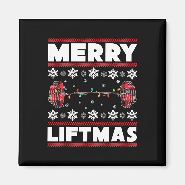 Imã Merry Liftmas Fun Christmas Gym Workout Fitness Gi (Frente)