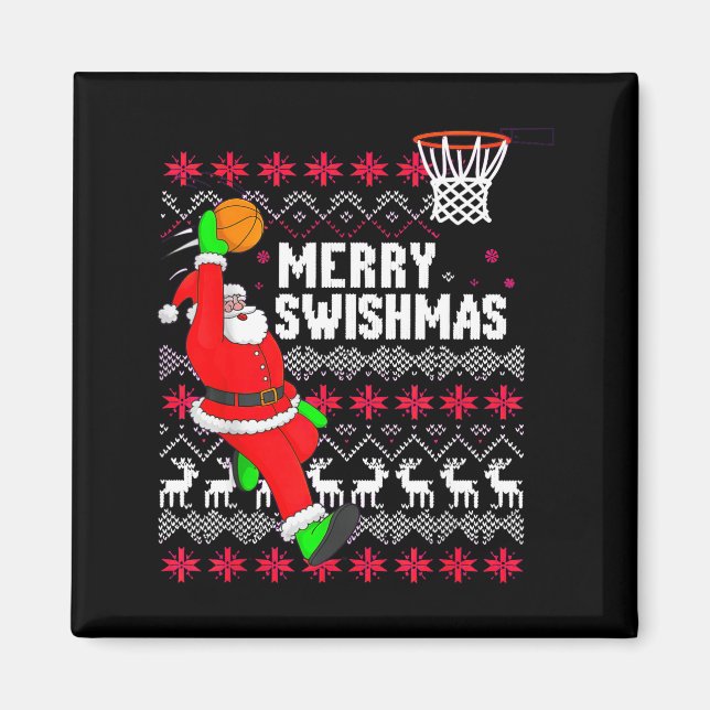 Imã Merry Swishmas Basketball Ugly Christmas Xmas  (Frente)