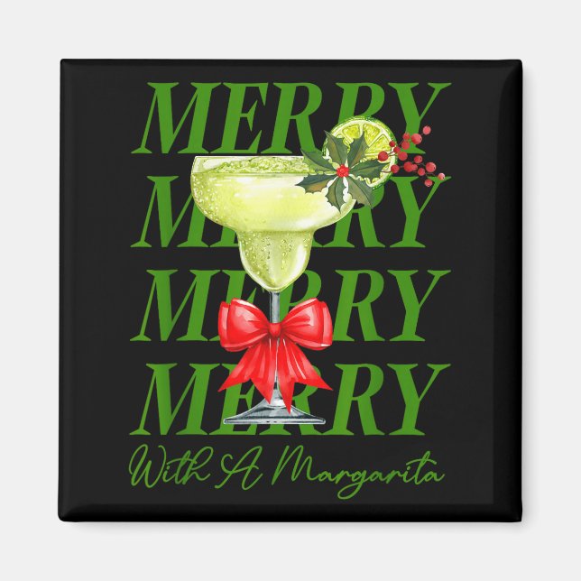 Imã Merry With A Margarita Christmas Drinking Margarit (Frente)
