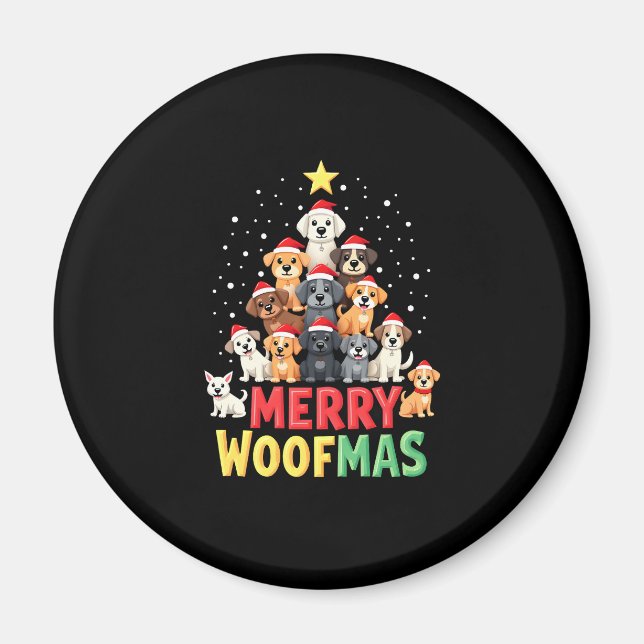 Imã Merry Woofmas - Merry Christmas For Dog Lovers (2) (Frente)
