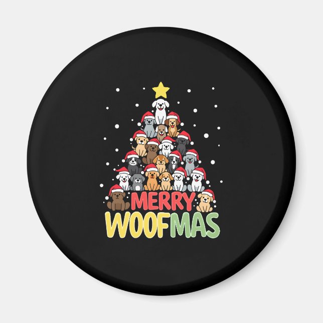 Imã Merry Woofmas - Merry Christmas For Dog Lovers (3) (Frente)