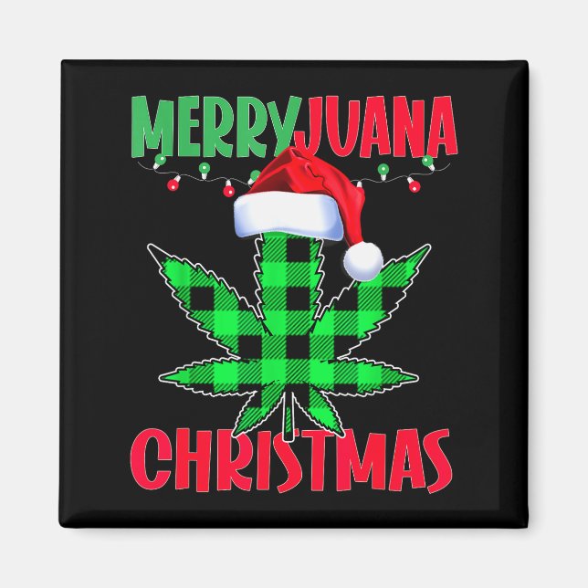 Imã Merryjuana Weed Leaf Funny Christmas Pajama X-mas  (Frente)