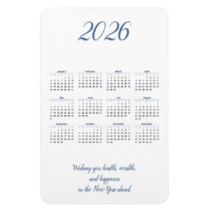 Ímã Mês 2026 Calendário Magnet com Cotação