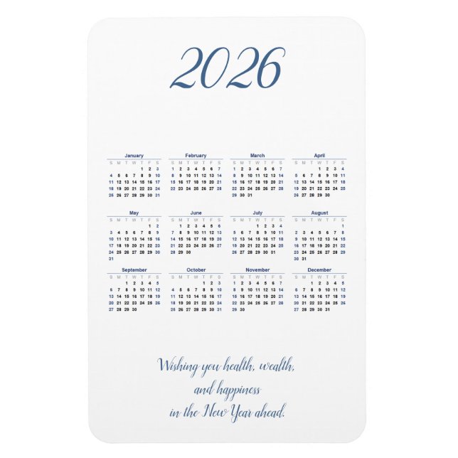 Ímã Mês 2026 Calendário Magnet com Cotação (Vertical)