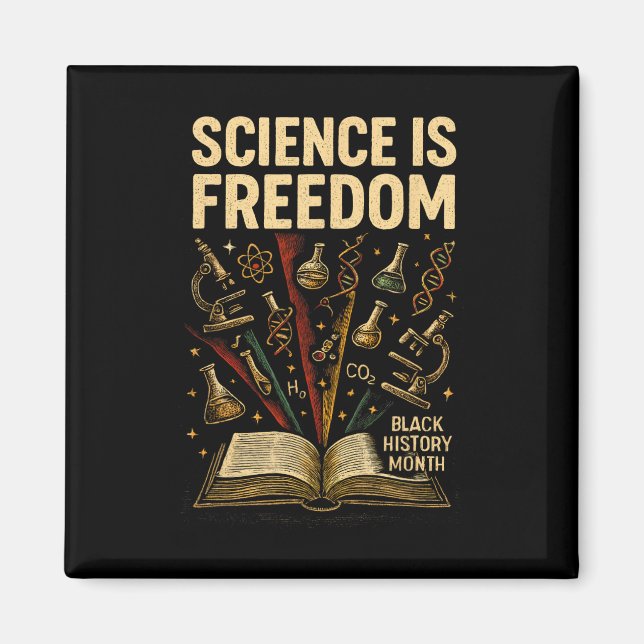 Imã Mês da História Negra Ciência É Liberdade Raiz Afr (Frente)