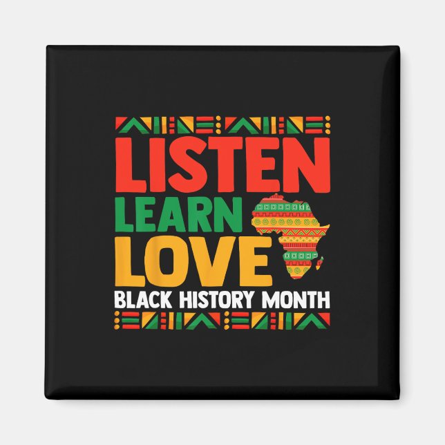 Imã Mês da História Negra Juneteeth Ouça Aprenda Ame M (Frente)