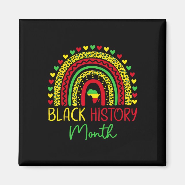 Imã Mês da História Negra Leopardo Arco-íris Afro-Amer (Frente)