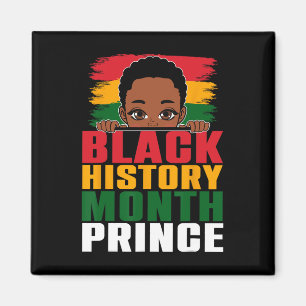 Imã Mês da História Negra Príncipe Menino Afro com Pou