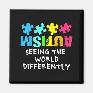 Imã Mês de Conscientização do Autismo Apoio Vendo o Mu