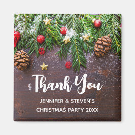 Imã Mesa de Natal russa com pinheiro e neve Obrigado