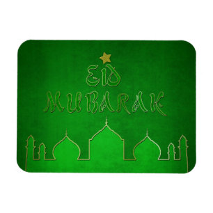 Ímã Mesquita Dourada Verde Eid Mubarak