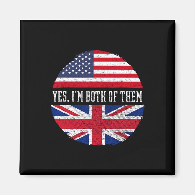 Imã Metade Americano Metade Britânico Bandeira Dos EUA (Frente)