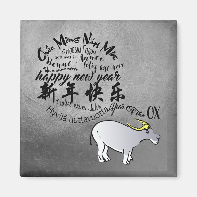 Imã Metal Vietnamita Chinês Ox Lunar Novo Ano s (Frente)