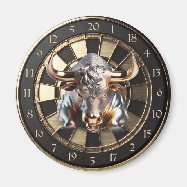 Imã Metall Dartboard mit Bulle - golden Bull (Frente)