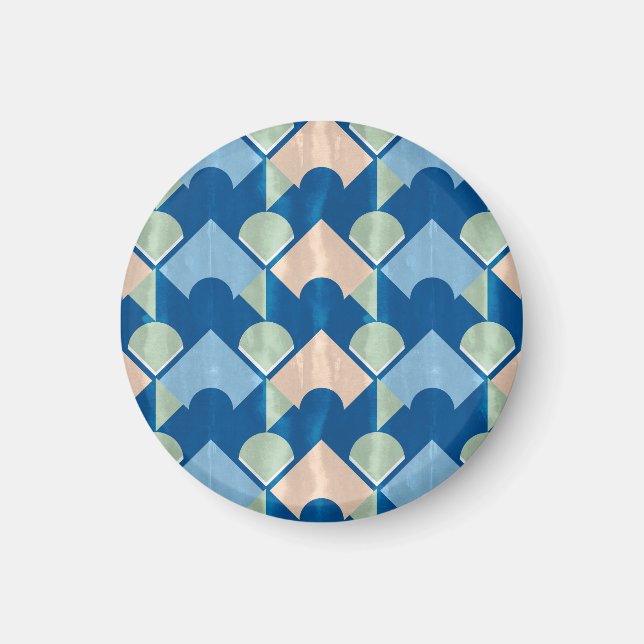 Imã Metallic blue geometric diamond shapes  (Frente)