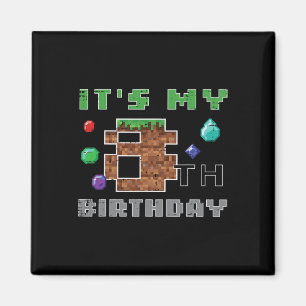 Imã Meu 8º Aniversário Pixel 8 Gamer Vídeo Jogos Menin