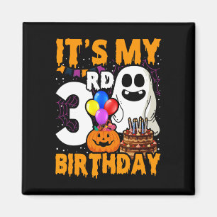 Imã Meu aniversário de 3 anos Fantasma Pumpkin Hallowe
