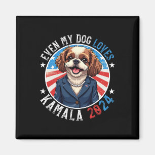 Imã Meu Cão ama Kamala 2024 Shih Tzu Lover Funny Camp