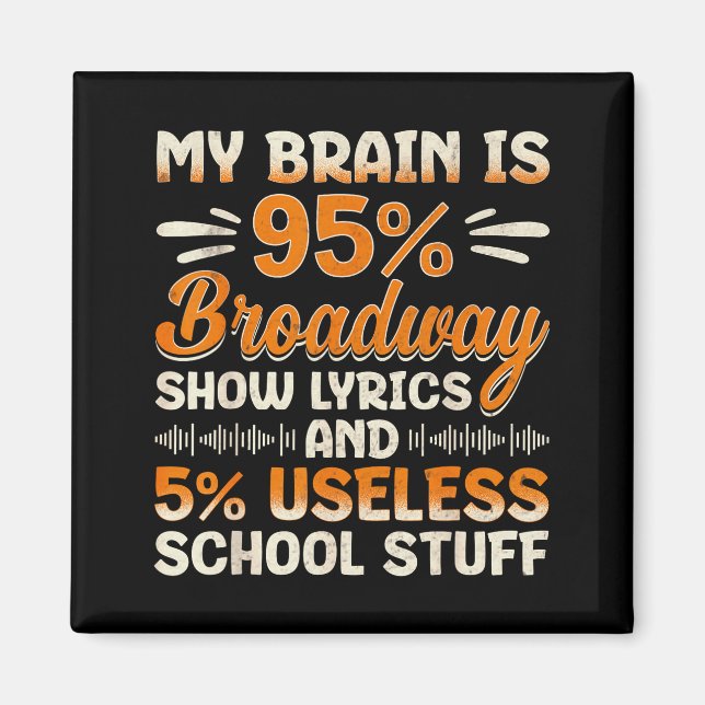 Imã Meu Cérebro É 95% Letras da Broadway Nerd Teatro M (Frente)