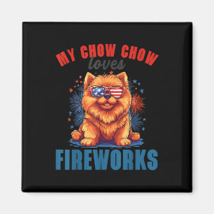 Imã Meu Chow Chow Ama Fogos de Artifício 4 de Julho Pa