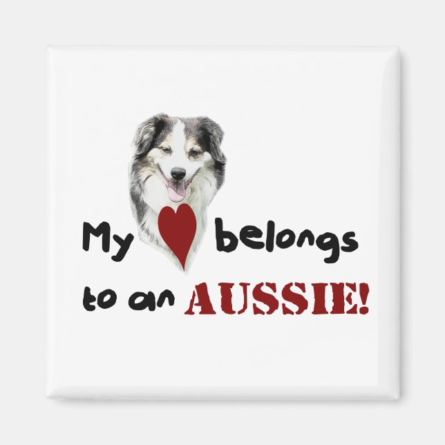 Imã Meu coração pertence a um Aussie! (Frente)