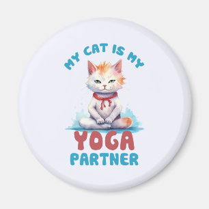 Imã Meu Gato É Meu Parceiro Yoga - Adorável Gato Medit