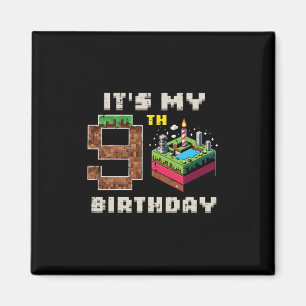 Imã Meu Jogo de Pixel de Aniversário de 9 Anos Bolo de