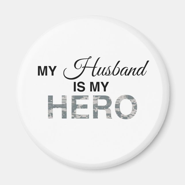 Imã Meu marido é minha camuflagem digital hero (Frente)