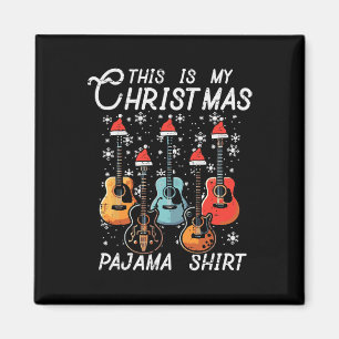 Imã Meu Natal Pajama Camisa Guitarras Xmas Rock Men Bo