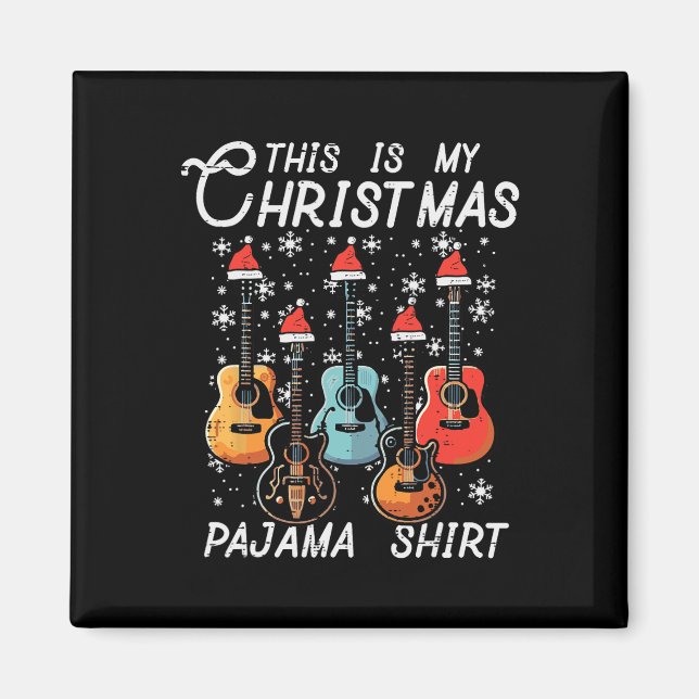 Imã Meu Natal Pajama Camisa Guitarras Xmas Rock Men Bo (Frente)