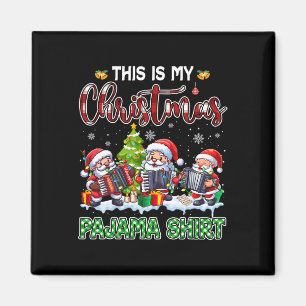 Imã Meu Natal Pajama Três Papais noeis Jogando Acordeõ